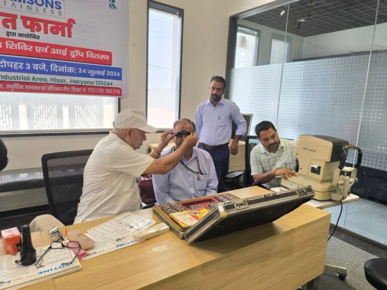 Jagat Pharma conducts a Free Eye Check-up Camp at Ramsons Steel, Hisar