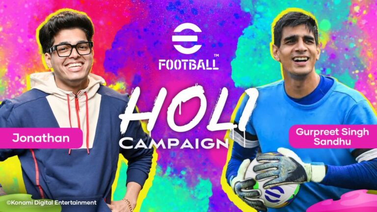 KONAMI’s eFootball™ teams up with Indian football captain Gurpreet Singh Sandhu and Jonathan Gaming to celebrate Holi in India